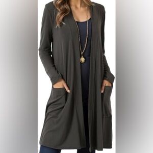 Forever 21 | Long Hunter Green Duster Cardigan